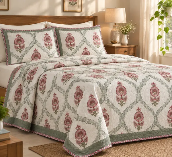 Floral_Printed_Bedding_Set_1_King_Bedsheet_1_Jaipuri_Razai_Quilt_2_Pillow_Covers