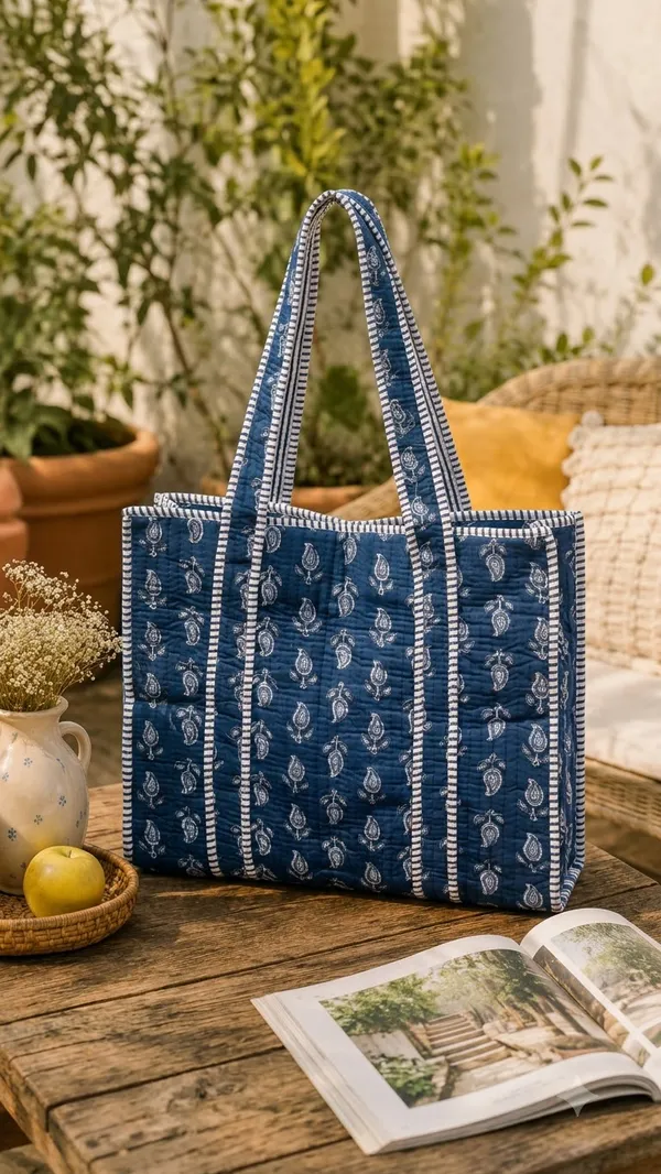 Handblock_Printed_Quilted_Tote_Bag_With_Zip_Button_17x18x_6_Inches