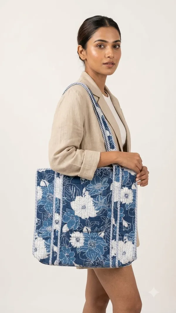 Handblock_Printed_Quilted_Tote_Bag_With_Zip_Button_17x18x_6_Inches