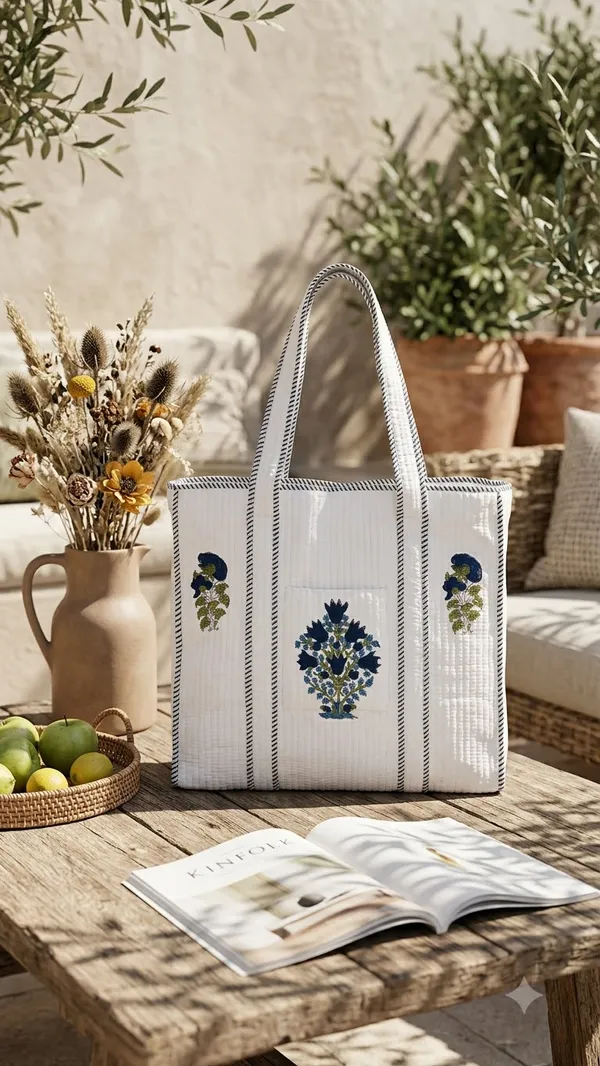 Handblock_Printed_Quilted_Tote_Bag_With_Zip_Button_17x18x_6_Inches