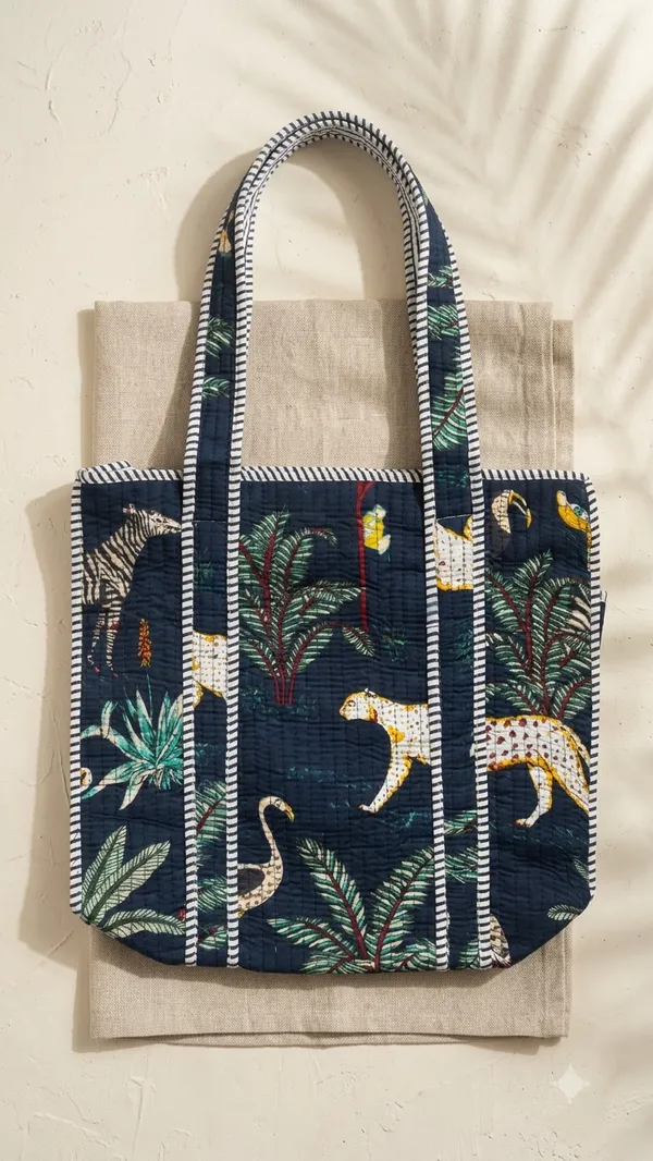 Handblock_Printed_Quilted_Tote_Bag_With_Zip_Button_17x18x_6_Inches