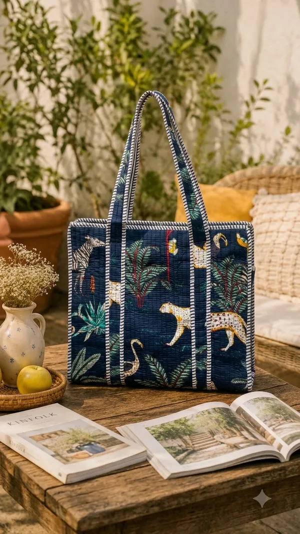 Handblock_Printed_Quilted_Tote_Bag_With_Zip_Button_17x18x_6_Inches