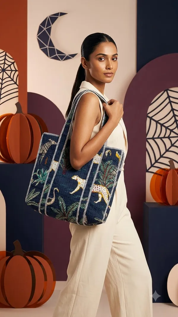 Handblock_Printed_Quilted_Tote_Bag_With_Zip_Button_17x18x_6_Inches