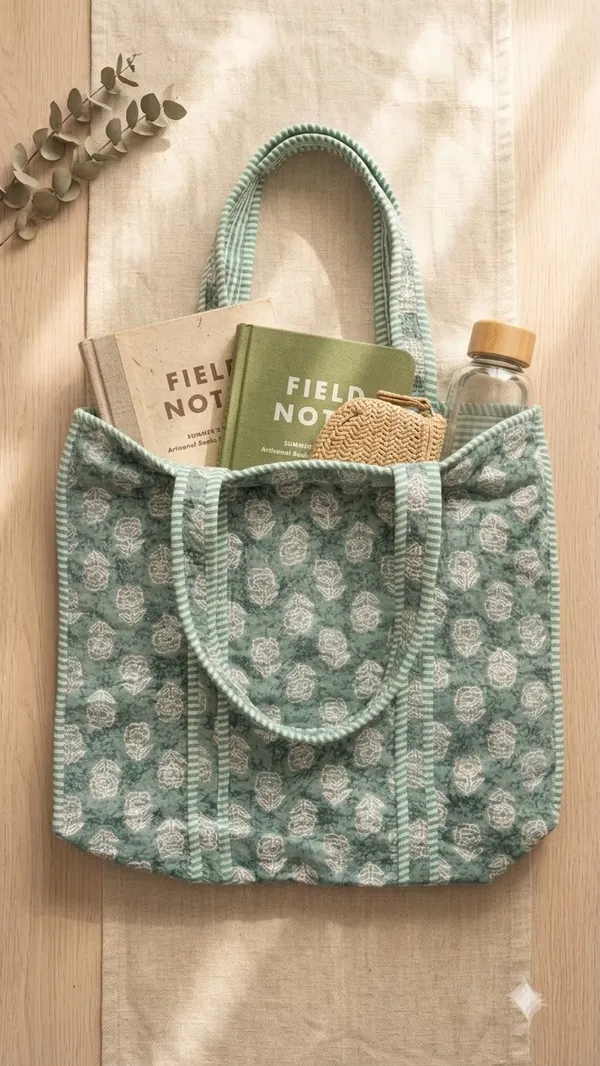 Handblock_Printed_Quilted_Tote_Bag_With_Zip_Button_17x18x_6_Inches
