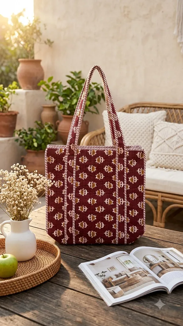 Handblock_Printed_Quilted_Tote_Bag_With_Zip_Button_17x18x_6_Inches