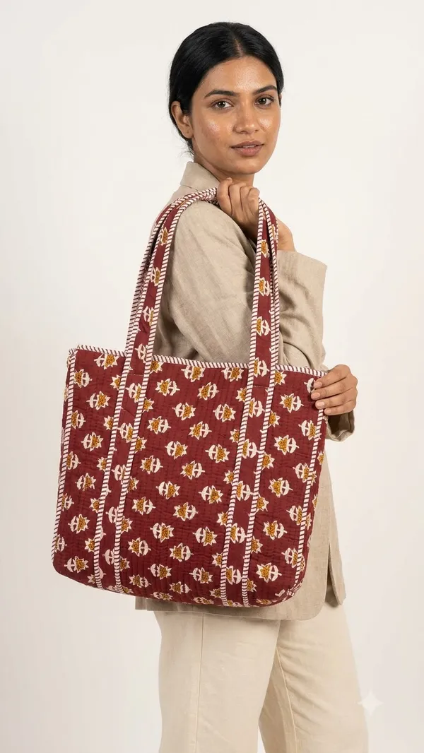 Handblock_Printed_Quilted_Tote_Bag_With_Zip_Button_17x18x_6_Inches