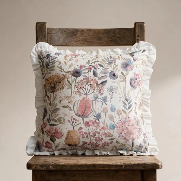 Watercolor_Botanical_Ruffled_Square_Cushion_45x45_Cm