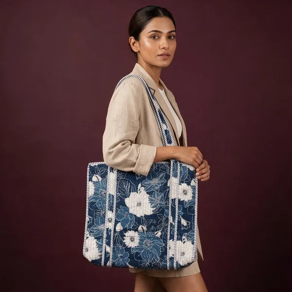 Handblock_Printed_Quilted_Tote_Bag_With_Zip_Button_17x18x_6_Inches