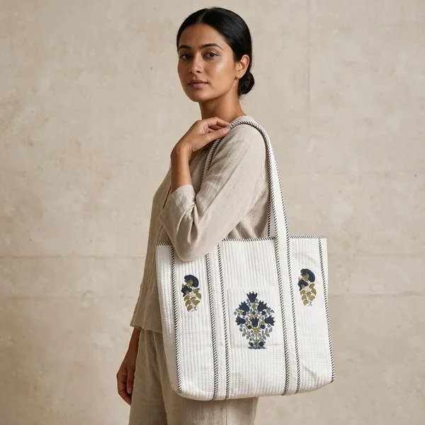 Handblock_Printed_Quilted_Tote_Bag_With_Zip_Button_17x18x_6_Inches
