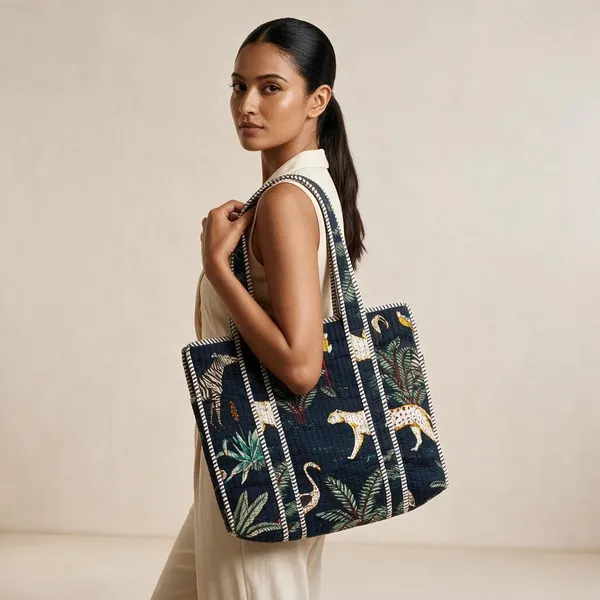 Handblock_Printed_Quilted_Tote_Bag_With_Zip_Button_17x18x_6_Inches