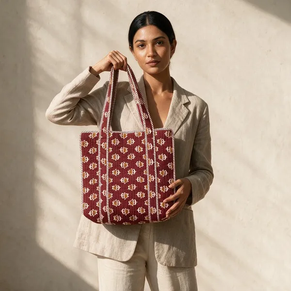Handblock_Printed_Quilted_Tote_Bag_With_Zip_Button_17x18x_6_Inches