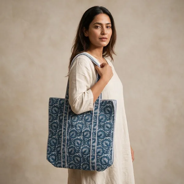 Handblock_Printed_Quilted_Tote_Bag_With_Zip_Button_17x18x_6_Inches