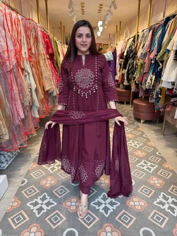 Purple_Cotton_Printed_A-Line_Kurta_Pant_Dupatta_Set_For_Women
