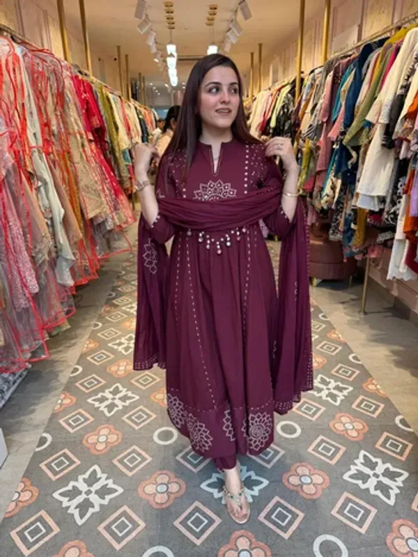 Purple_Cotton_Printed_A-Line_Kurta_Pant_Dupatta_Set_For_Women