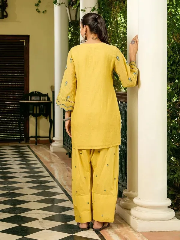 Yellow_Chanderi_Embroidered_Kurta_Farshi_Salwar_Set_For_Women