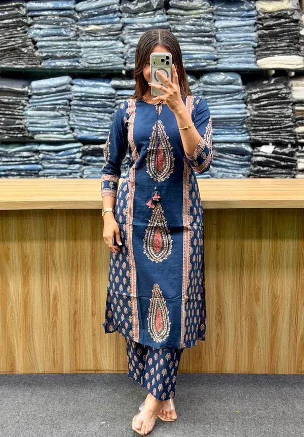 Blue_Cotton_Jaipuri_Printed_Straight_Kurta_3_Piece_Set_For_Women