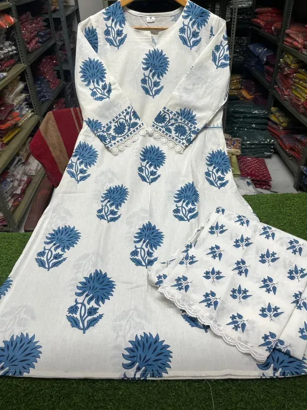 White_Cotton_Floral_Printed_Straight_Suit_Set_With_Dupatta_For_Women
