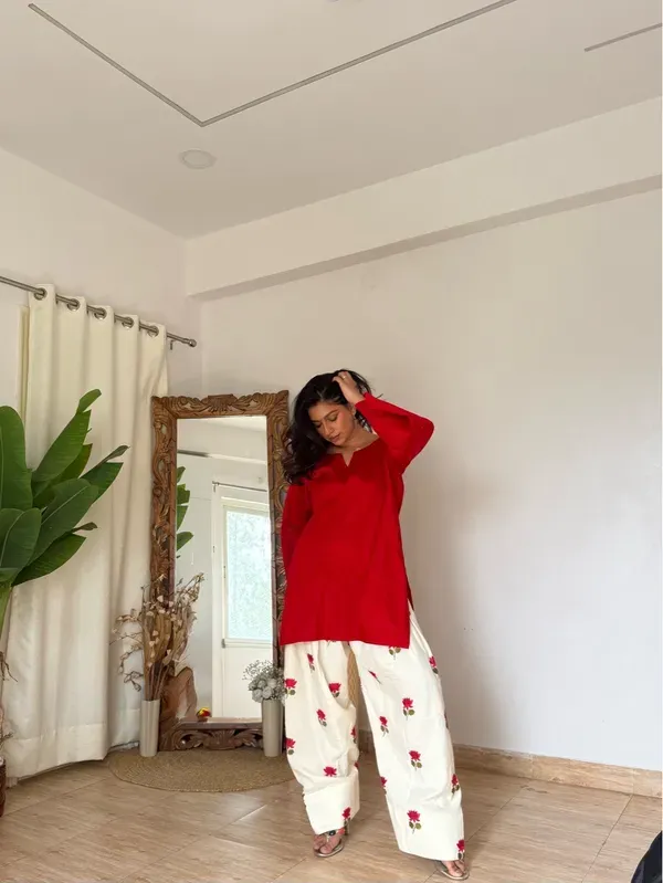 Red_Cotton_Farshi_Salwar_Set_For_Women