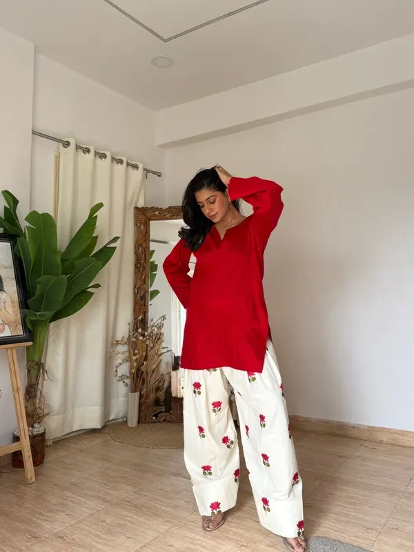 Red_Cotton_Farshi_Salwar_Set_For_Women