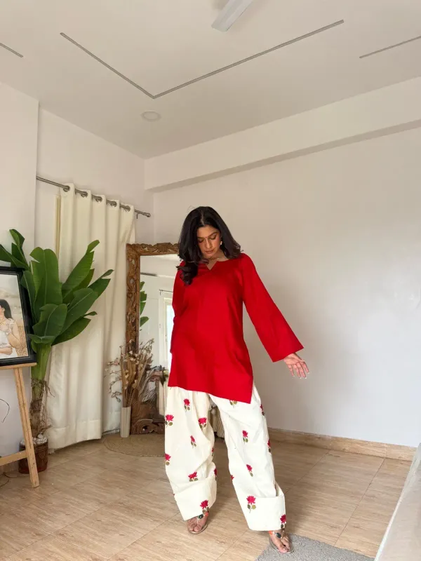 Red_Cotton_Farshi_Salwar_Set_For_Women