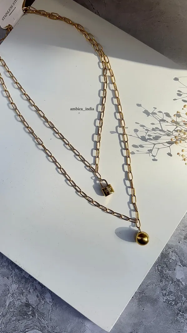 Lock_With_Link_Chain_Layered_Necklace_Default_Title