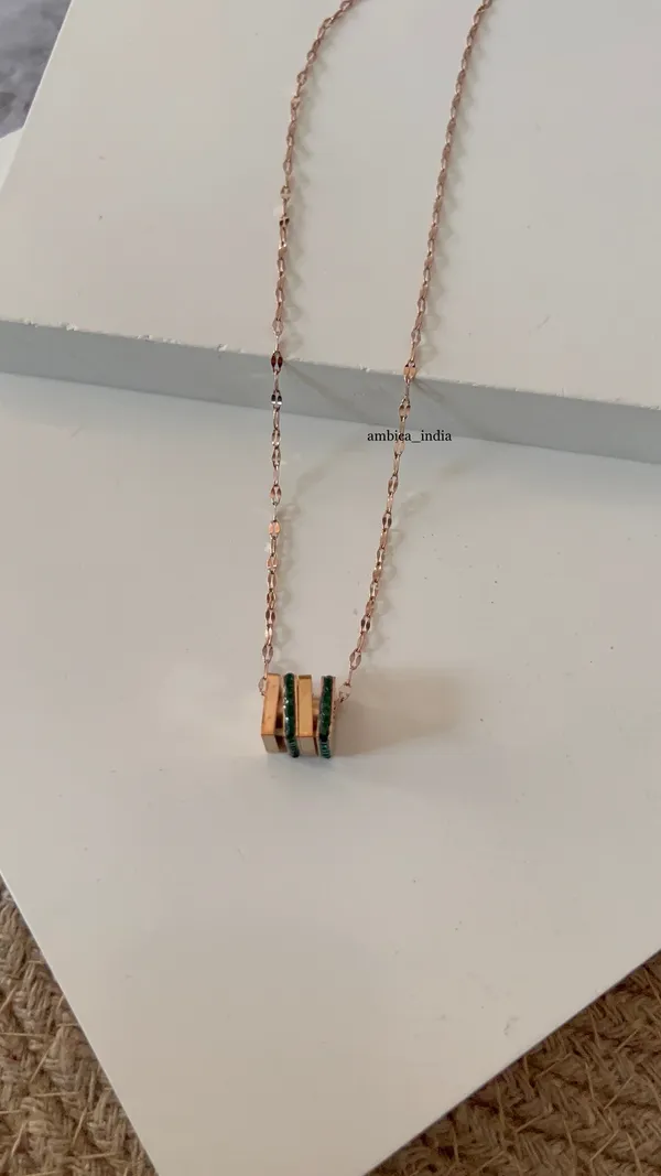 Square_Green_Small_Crystal_Studded_Necklace_Default_Title