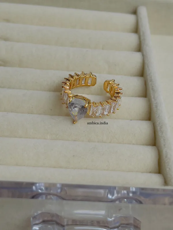 White_Drop_Crystal_Adjustable_Ring_Default_Title