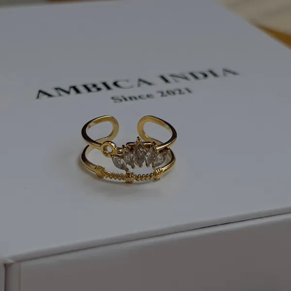 White_Crystal_Tiny_Leaf_Ring_Default_Title
