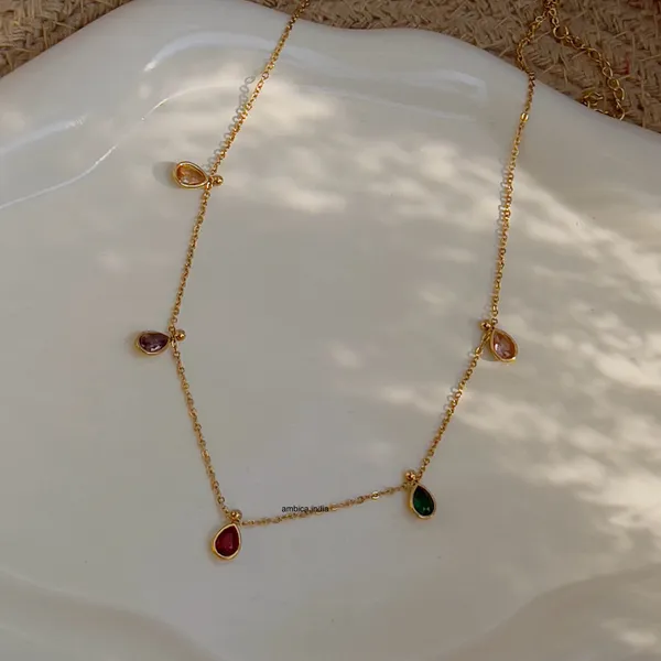 Multicolour_Crystal_Drop_Necklace_Default_Title