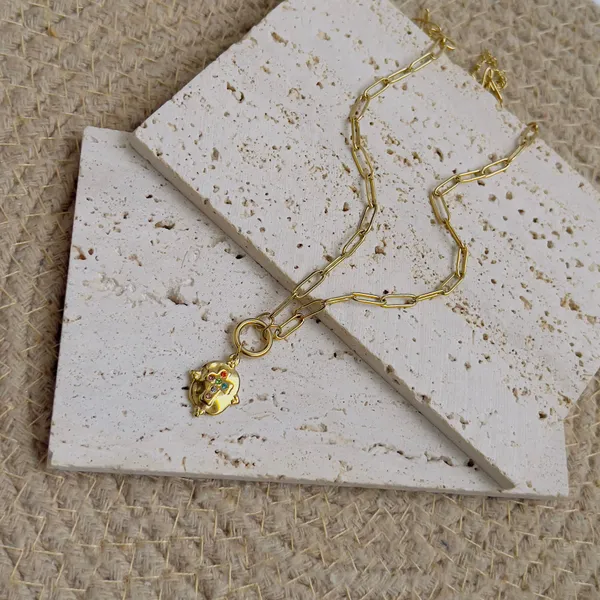 Link_Chain_With_Multicolour_Crystal_Cross_Charm_Necklace_Default_Title