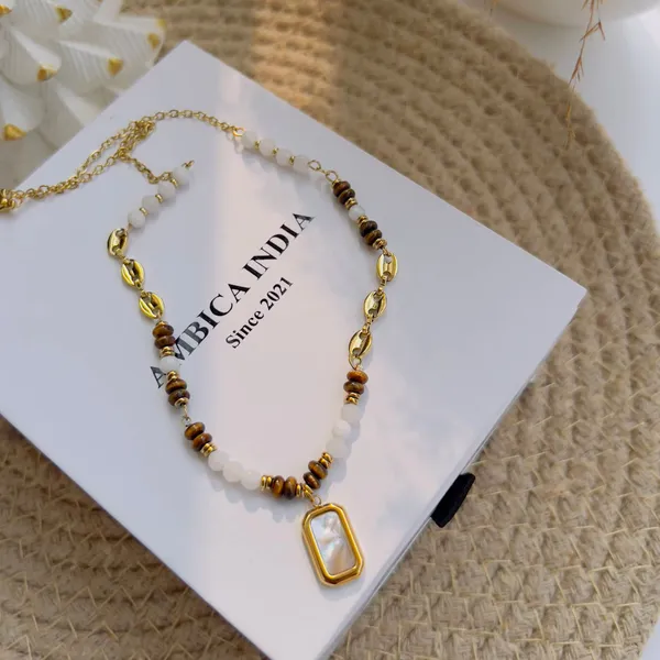 White_With_Brown_Stone_Necklace_Default_Title