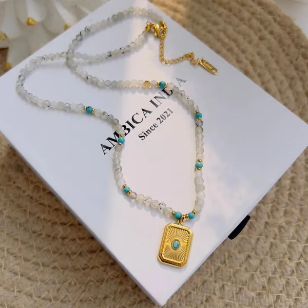 White_With_Turquoise_Stone_Necklace_Default_Title