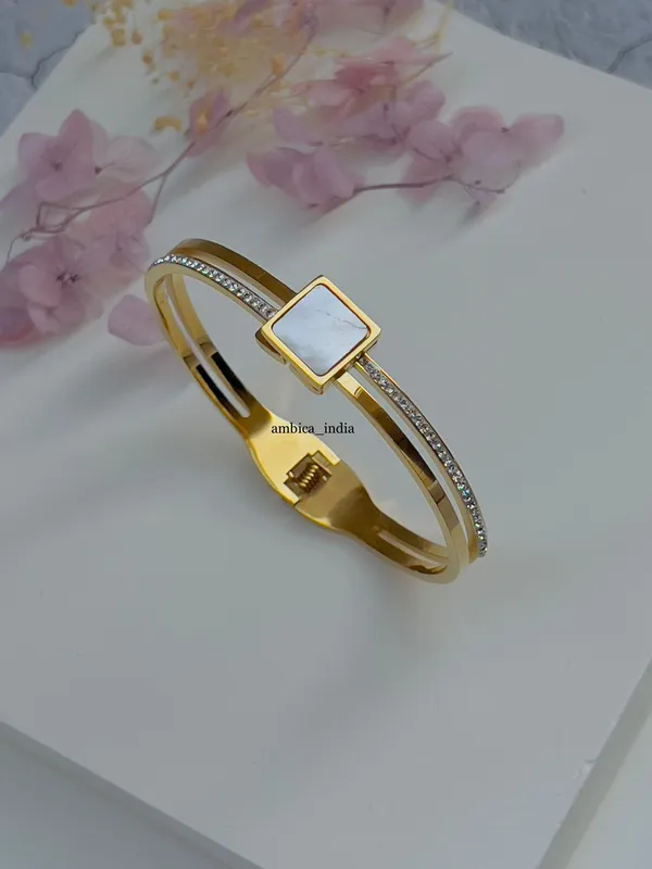 White_Stone_With_Studded_Bracelet_Gold_Plated_Default_Title