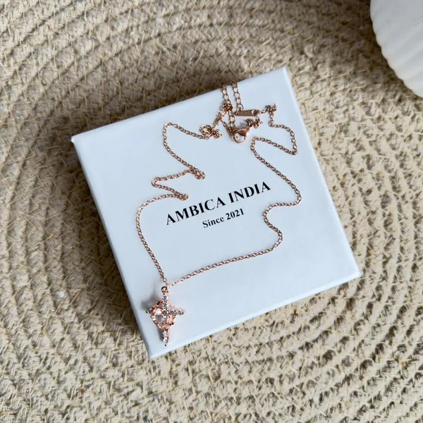 White_Crystal_Cross_Necklace_Rose_Gold_Plated_Default_Title