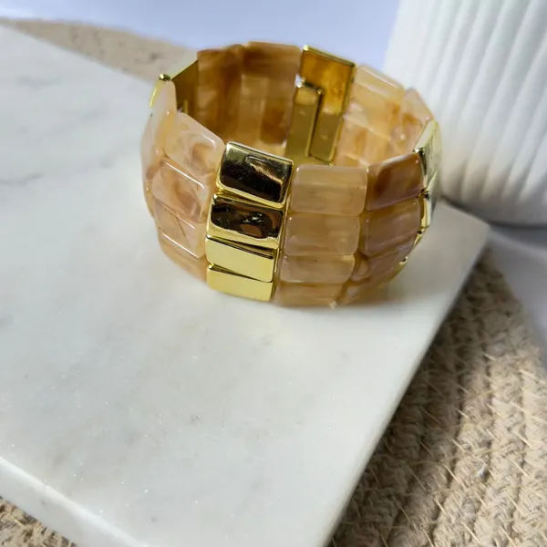 Butterscotch_Resin_Bead_Elastic_Bracelet_Default_Title