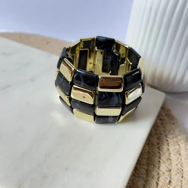 Black_Resin_Bead_Elastic_Bracelet_Default_Title