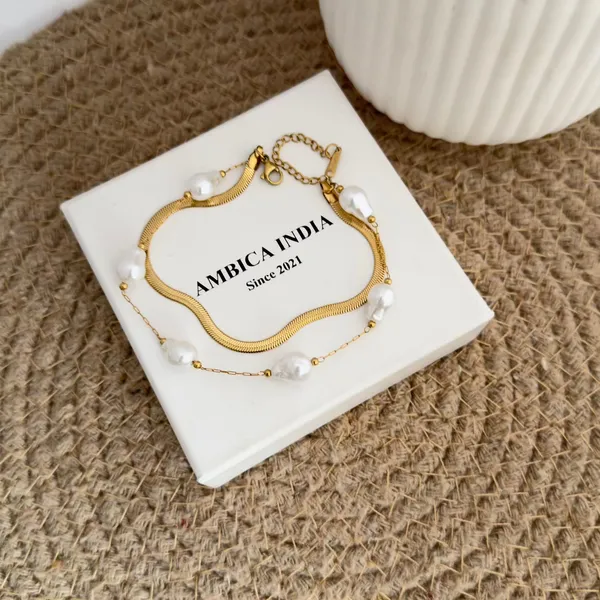 Pearl_With_Snake_Chain_Layered_Bracelet_Default_Title