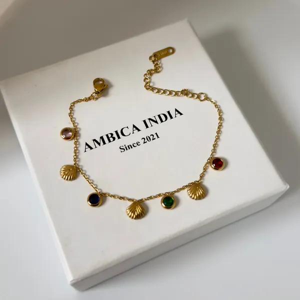 Shell_With_Multicolour_Crystal_Bracelet_Default_Title
