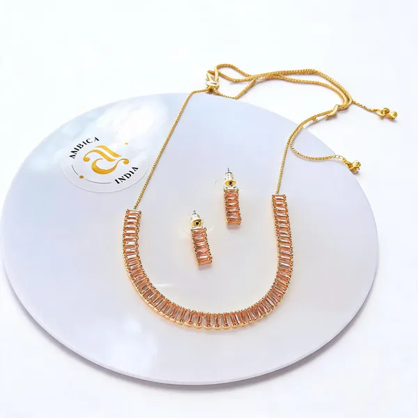 Tennis_Orange_Gold_Choker_With_Earrings
