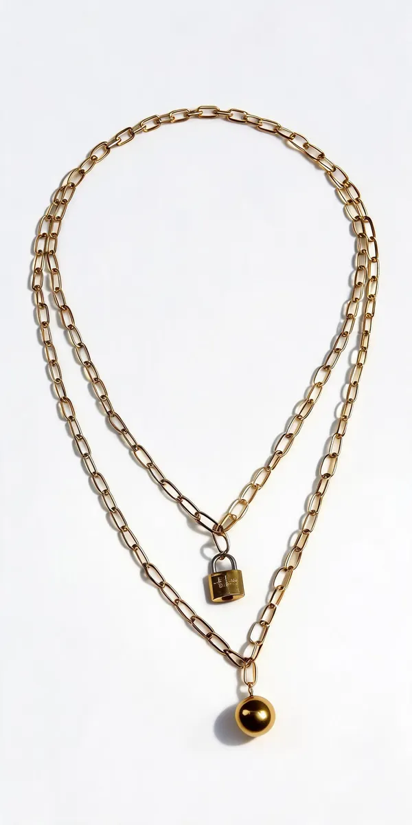 Lock_With_Link_Chain_Layered_Necklace