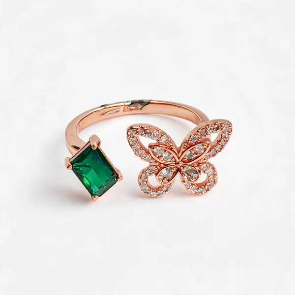 Butterfly_With_Green_Crystal_Adjustable_Ring