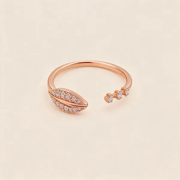 Leaf_Cross_Adjustable_Ring_Rose_Gold