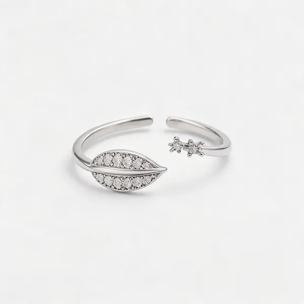 Leaf_Cross_Adjustable_Ring_Silver