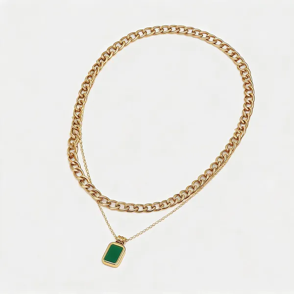 Green_Layered_Necklace_18k_Gold_Plated