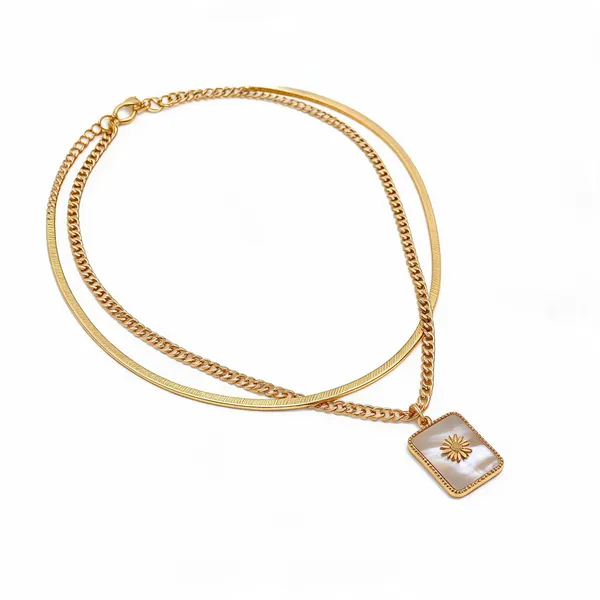 Square_Shell_Pendant_Layered_Necklace