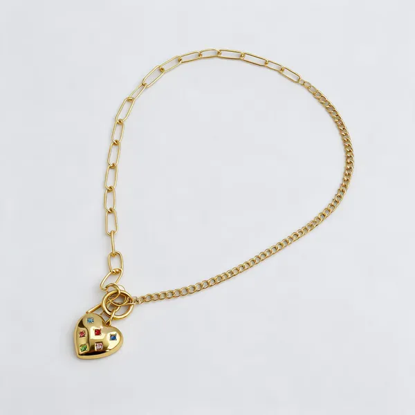 Heart_Multicolour_Crystal_With_Link_Chain_Charm_Necklace