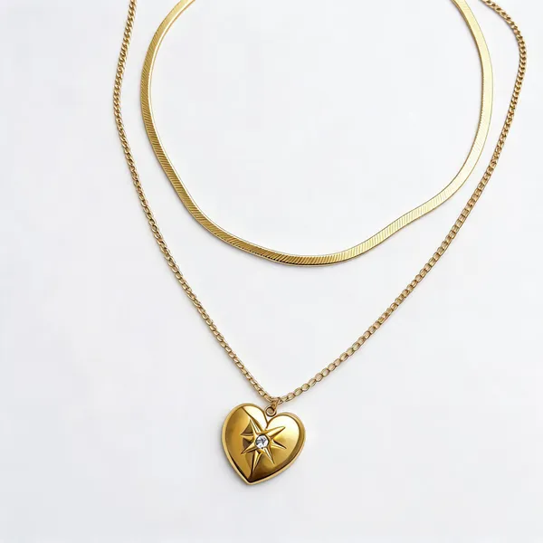 Heart_With_Snake_Chain_Layered_Necklace