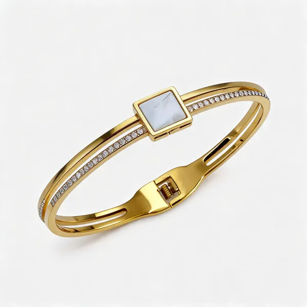 White_Stone_With_Studded_Bracelet_Gold_Plated