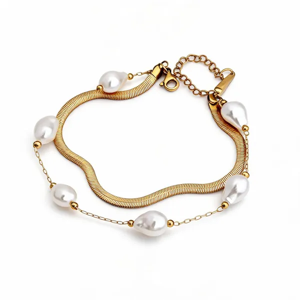 Pearl_With_Snake_Chain_Layered_Bracelet