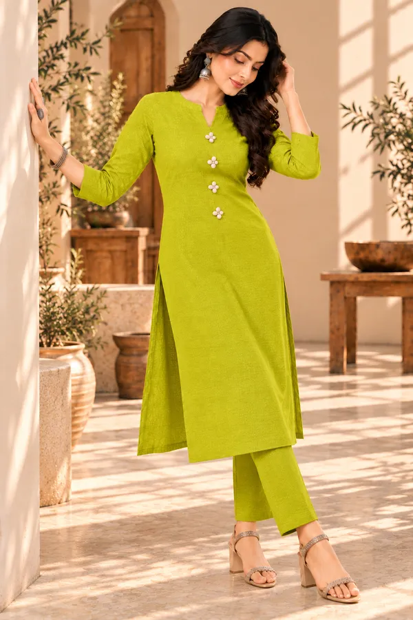 Lime_Green_Textured_Straight_Kurta_for_Women